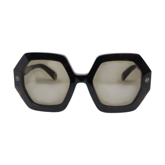 PHILIPP PLEIN Hexagonal brown Sunglasses - Picture 1 of 8